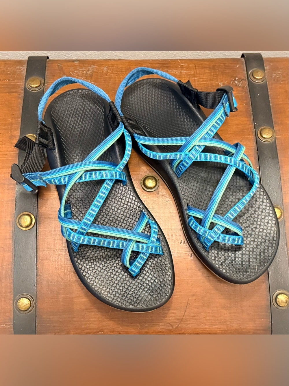 Chaco Women's Black Sandals with Blue Straps